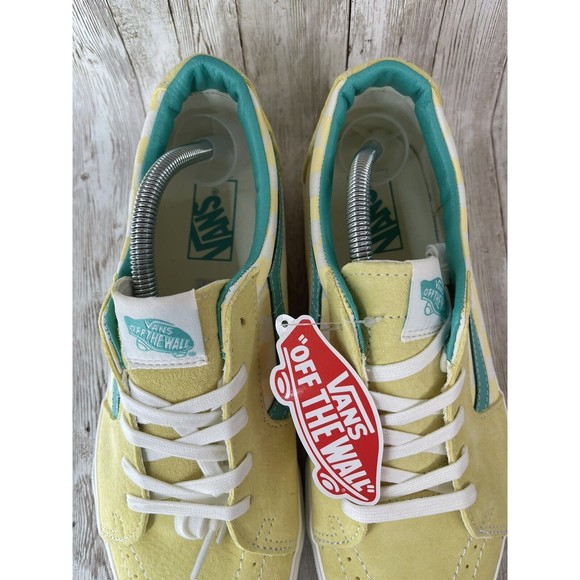 Size 10 - VANS Sk8-Low Checkerboard - Banana Cream “Yellow And Teal Vans” - Picture 5 of 15